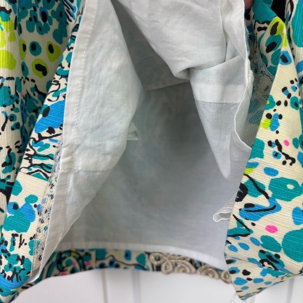 Lilly Pulitzer Ember See Oat Escapades Everglades Gold Shift Dress Size 2 - Picture 7 of 9